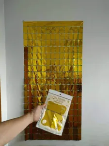 Gold foil fringe curtain square sequin backdrop for party wedding birthday decoration 1x2m