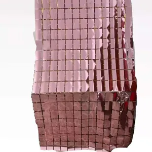 Pink square foil curtain shimmer wall party backdrop wedding decoration tassel door curtain