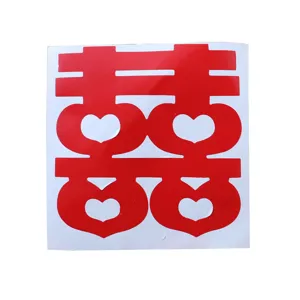 Chinesische Hochzeit Doppelter Glück Aufkleber Herzform Selbstklebend Dekoration