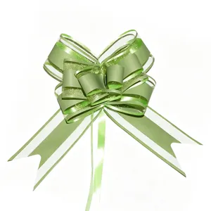 Grande boucle de tirage en filet vert pour voiture de mariage et décoration, ruban élégant.
