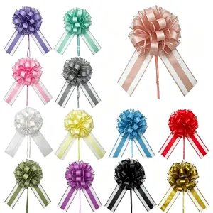 Large Christmas Gift Bow 3D Stereoscopic Pull Flower Macaron Colors For Wedding Birthday Party Wrap Gift Box Decoration