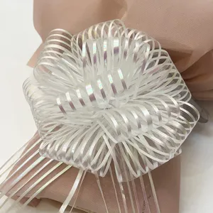 Holographic Christmas gift wrapping bow pull ribbon flower for holiday decoration party supplies