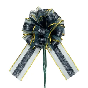 Large organza wood grain pull bow gift wrapping decorative bow for Christmas party.
