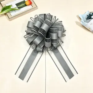 Grey pull bow ribbon for Christmas holiday gift wrapping and party decoration large size 70#