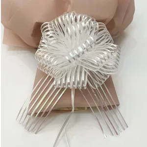 Christmas gift decoration organza pull bow ribbon, holographic white 70# bow for packaging.