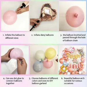 Step-by-step installation guide showing how to assemble a DIY balloon arch garland.