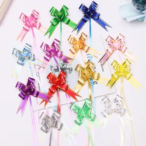 Colorful medium pull bows for gift wrapping and flower bouquets, assorted multi-color ribbon set.