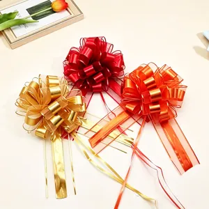 Christmas gift wrapping decorative pull bow matte metallic 3D ball flower large 6.4cm