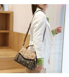 Women fashion brown monogram shoulder bag luxury style casual stylish crossbody handbag