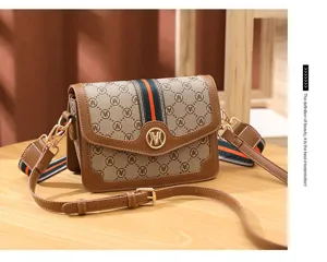 Vintage monogram crossbody bag with retro canvas, chic web stripe, and elegant leather trim.