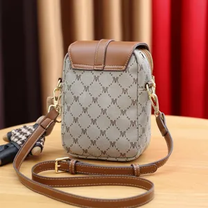 Retro Druck Handytasche Damen Umhaengetasche Leder kleine Handtasche fuer den Alltag