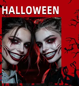 Halloween horror mouth tattoo sticker waterproof party cosplay face sticker makeup decal