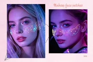 Stickers de visage fluorescents colorés festival Y2K maquillage patch taches de rousseur