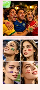 2026 WM wasserfeste Gesichts Tattoos Aufkleber, Fussball Fan Party Make Up Aufkleber.