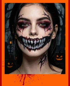 Halloween scary mouth temporary face tattoo sticker waterproof for cosplay party makeup