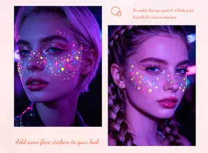Autocollants de visage fluorescents imperméables pour festival de musique maquillage Y2K