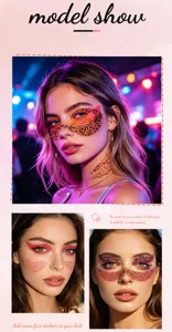 Waterproof Halloween leopard face temporary tattoo stickers for party makeup look