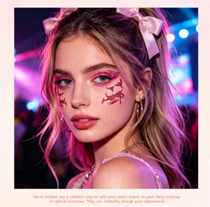 Waterproof temporary face tattoo stickers with leopard print for Halloween and party makeup.
