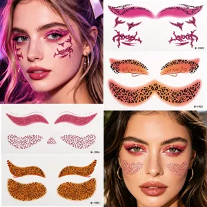 Halloween leopard print face temporary tattoo stickers, waterproof makeup party face art decors.