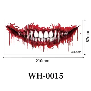 Halloween scary mouth temporary tattoo sticker waterproof bloody vampire face makeup party decor