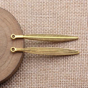 Vintage Zinklegierung Feder Charms Für Schmuckherstellung DIY Halskette Ohrringe Antik Gold Silber Bronze Feder Anhänger Zubehör