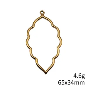 Goldener, filigraner Blatt-Anhänger, offene Metall-Fassung für Schmuckherstellung 65x34mm
