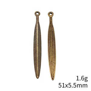 Vintage Zinklegierung Feder Anhänger Schmuckherstellung Befunde 51x5.5mm Hauptansicht