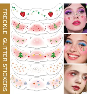 Christmas face sticker temporary freckles glitter tattoo makeup waterproof transfer decal