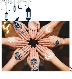 Eid Ramadan προσωρινά τατουάζ χέννας αυτοκόλλητα στένσιλ ισλαμική τέχνη σώματος