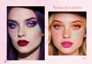 Halloween temporary face tattoo stickers holographic sparkly makeup face patches decor