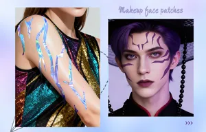 Holographic face body patch stickers temporary tattoo metallic makeup festival party decor