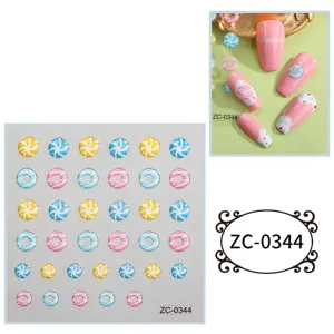 5D cute candy donut nail art stickers relief DIY lovely decorative sheet ZC-0344