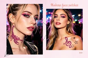 Pegatinas tatuaje brillante impermeable cara cuerpo fiesta festival leopardo maquillaje.