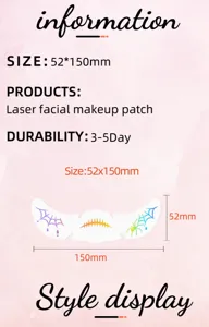 Halloween laser facial temporary tattoo sticker, waterproof body art makeup patch 52x150mm.