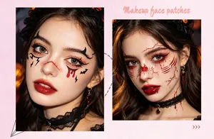 Tatouages de visage d'Halloween autocollants temporaires imperméables de maquillage