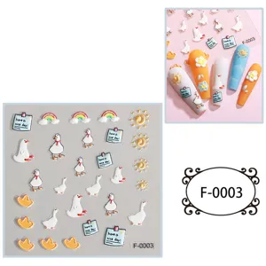 5D relief cute cartoon duck nail art stickers waterproof self-adhesive nail decals for women