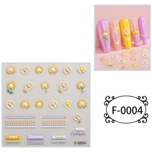 5D embossed sunflower nail art stickers cute waterproof self-adhesive manicure decorations