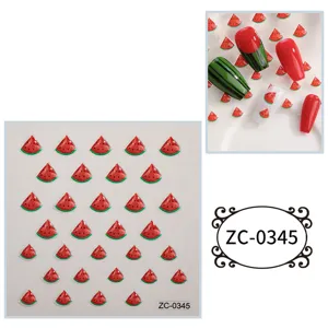 5D stereoscopic embossed watermelon nail art stickers cute fruit DIY decor decals ZC-0345