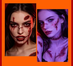 Tatuaggi temporanei di Halloween cicatrici finte realistiche ferita sanguinosa per festa