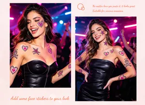 Pegatinas de tatuajes temporales con purpurina impermeable para fiesta y gran festival.