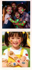 Waterproof cartoon kids temporary tattoo stickers, cute luminous facial and arm stickers for party.