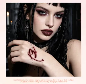 Gothic temporary tattoo sticker with dark zodiac design, waterproof long-lasting body art detail.