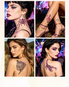 Pegatinas de tatuajes brillantes impermeables festival fiesta leopardo arte corporal diseño