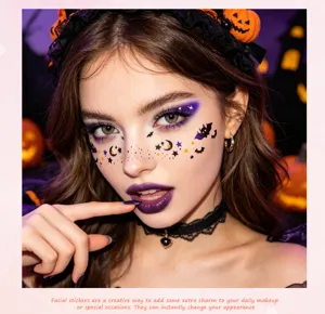 Vue détaillée de tatouages temporaires d'Halloween imperméables avec de mignons motifs.