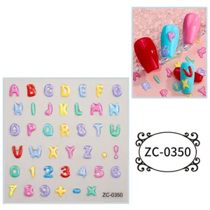 3D Puffy Alphabet Number Sticker Colorful DIY Scrapbook Diary Nail Art Decal ZC-0350