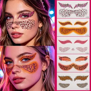 Waterproof leopard face stickers temporary tattoo for Halloween party makeup and festival wear.