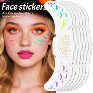 Halloween Temporary Tattoo Stickers Laser Face Decals Waterproof Shiny Festival Party Body Art Decoration