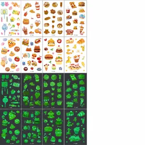 Waterproof Luminous Cartoon Temporary Tattoo Stickers Cute Animal Dessert Kids Makeup Fake Tattoos Party Supplies