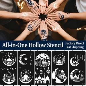 Middle Eastern Henna Hollow Tattoo Sticker Airbrush Templates DIY Hand-Painted Geometric Islamic Style Body Art