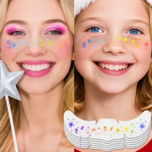 Weihnachten Temporäre Gesicht Tattoos Laser Glitzer Schneeflocke Stern Wasserdicht Falsche Sommersprossen Aufkleber Party Make-up Körper Kunst